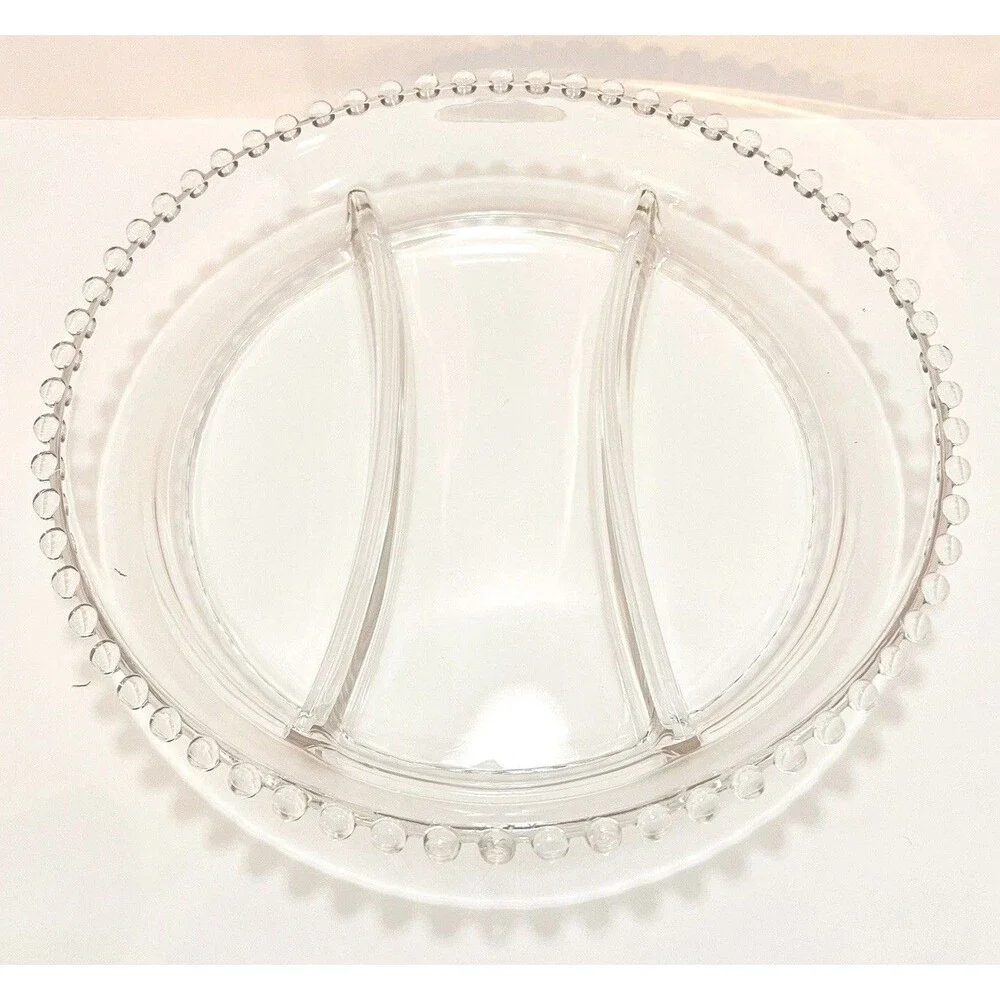 Imperial Glass Candlewick Divided Relish Tray 10” 3 Section Serving Dish VTG